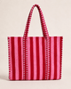 Quilted Cotton Tote Bag – Pink & Red Stripe - Hauslife