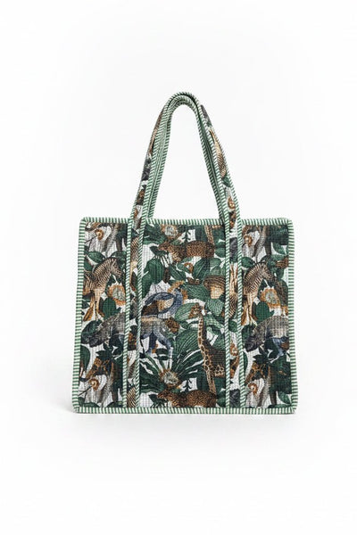 Quilted Cotton Tote Bag – White Safari - Hauslife