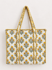 Quilted Cotton Tote Bag – Yellow Floral Print - Hauslife