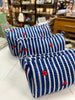 Quilted Cotton Washbag - Blue & White Stripe with Red Hearts - Hauslife