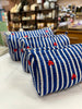 Quilted Cotton Washbag - Blue & White Stripe with Red Hearts - Hauslife