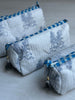 Quilted Cotton Washbag - White Bouquets - Hauslife