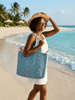 Quilted Weekender Bag | Turquoise Floral Handblock Print - Hauslife