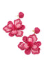 RATTAN 3D PINK FLOWER EARRINGS - Hauslife