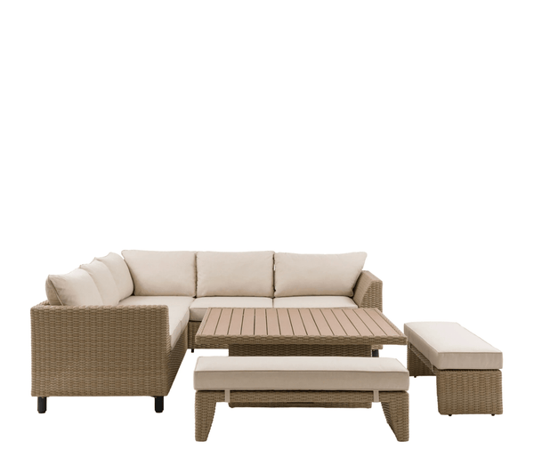 Rattan Corner Dining Lounge Set with Rising Table - Hauslife
