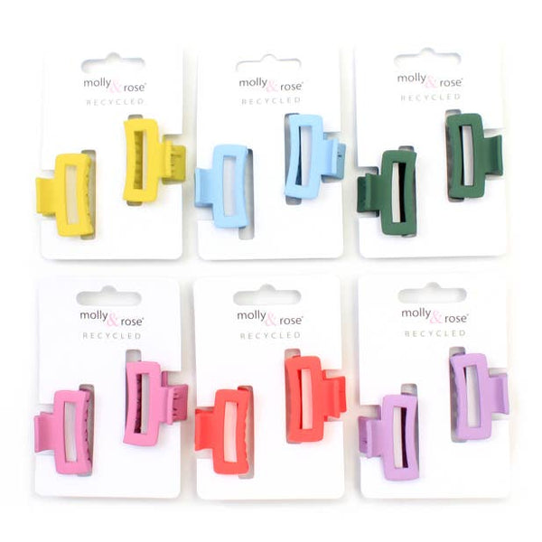Recycled matt finish open rectangle plastic hair clamp 4cm - Hauslife