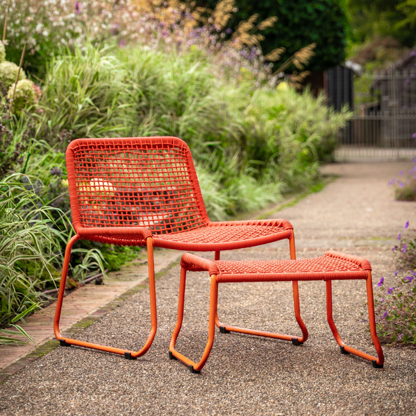 Rope Garden Lounge Chair with Footstool – Outdoor Relaxing Chair - Hauslife