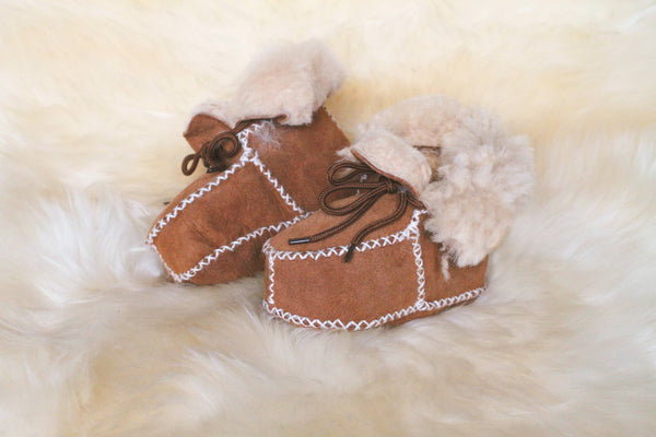Sheepskin Lace - Up Baby Bootie Slipper - Hauslife
