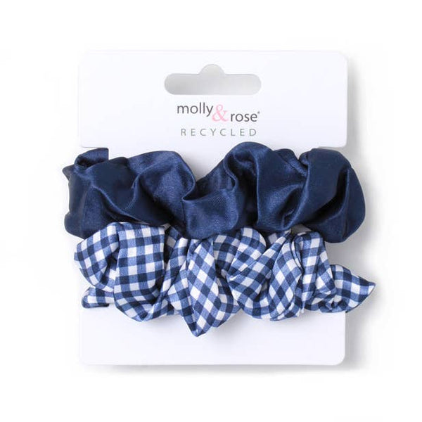 Small - Card of 2 Navy scrunchies. Dia.8cm - Hauslife