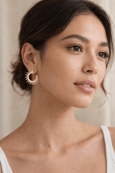 Solar Burst Gold Hoop Earrings - Hauslife