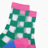 Square Checkerboard Combed Cotton Sheer Pop Socks in Green - Hauslife
