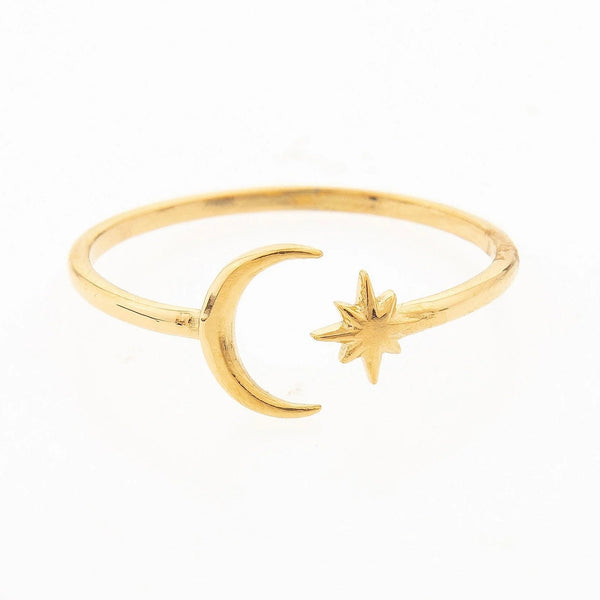 Star And Moon Adjustable Ring - Hauslife