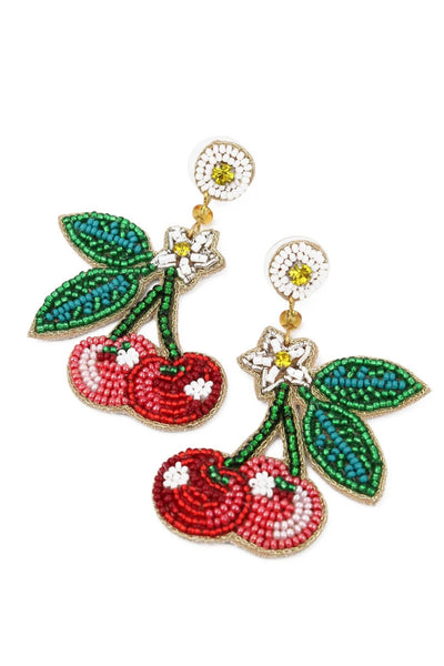 SUMMER CHERRY BEADED EARRINGS - Hauslife