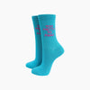 Too Pretty Combed Cotton Glitter Socks in Turquoise - Hauslife