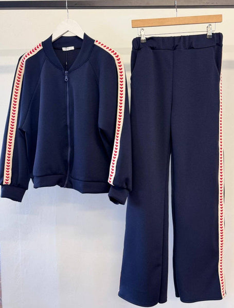 Tracksuit with Heart Side Strips in Navy - Hauslife