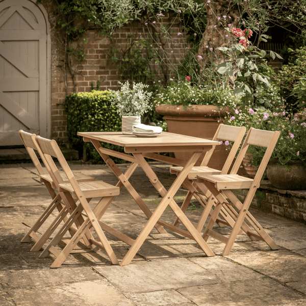 Walcot Acacia Folding Dining Set – Space - Saving 4 Seat Garden Table & Chairs - Hauslife