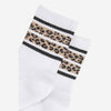 Women's Sporty Socks - White, Leopard Stripe - Hauslife