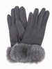 Zara Faux Fur Cuff Gloves - Dark Grey, Velvet - Hauslife