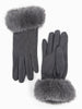 Zara Faux Fur Cuff Gloves - Dark Grey, Velvet - Hauslife
