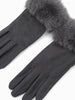 Zara Faux Fur Cuff Gloves - Dark Grey, Velvet - Hauslife
